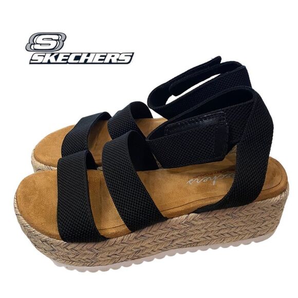 Skechers Sandy Cove Black Women's Platform Sandals NEW 8 - Picture 1 of 6